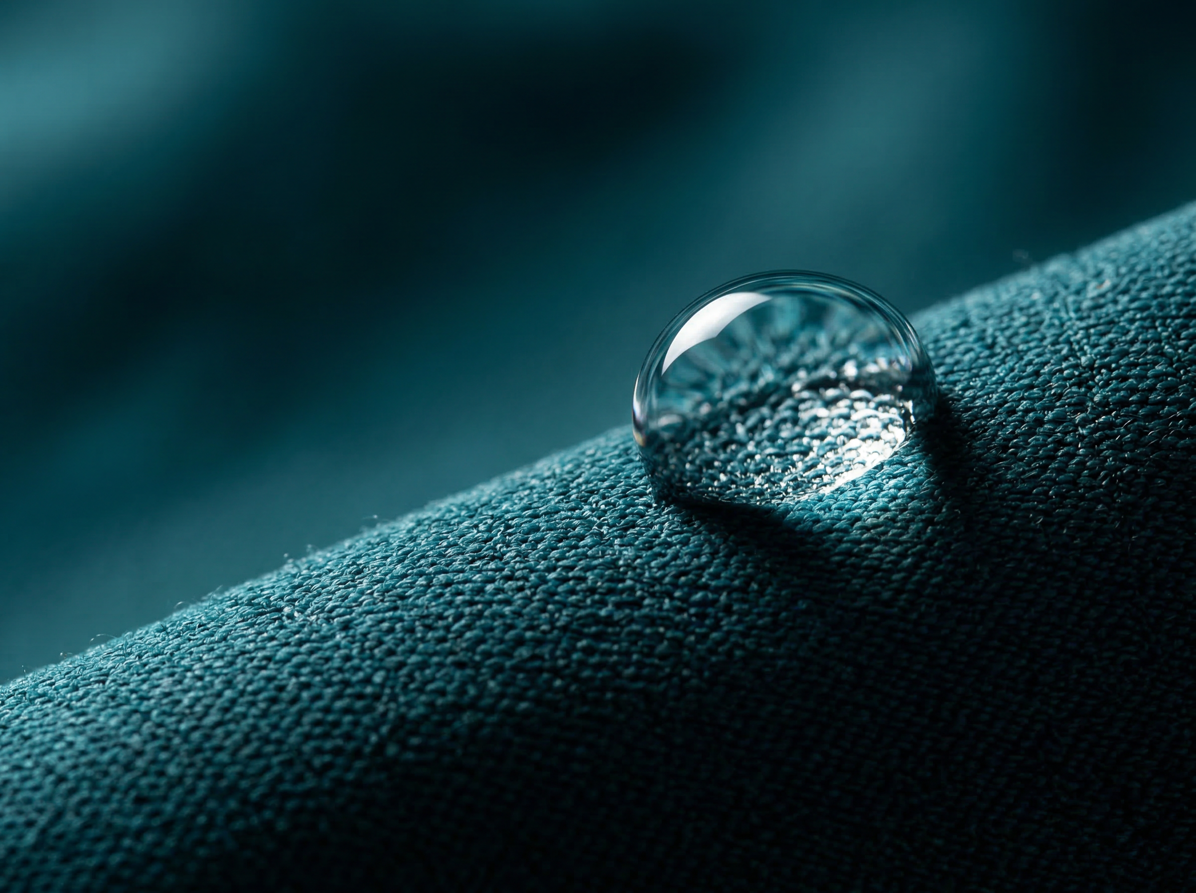 Water bead on superhydrophobic PE fiber